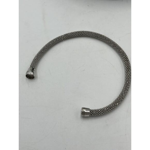 Sterling Silver 925 Diamond Cut Mesh Flexible Bangle Bracelet Magnetic Closure - Picture 14 of 16